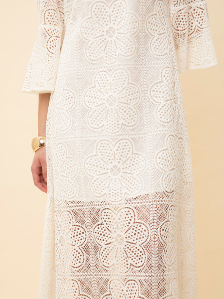 CROCHET-KNIT MIDI DRESS