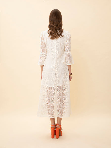 CROCHET-KNIT MIDI DRESS
