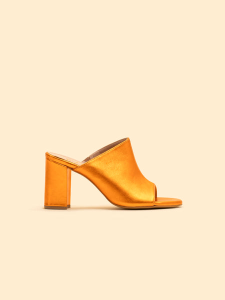 CLAIRE METALLIC ORANGE LEATHER