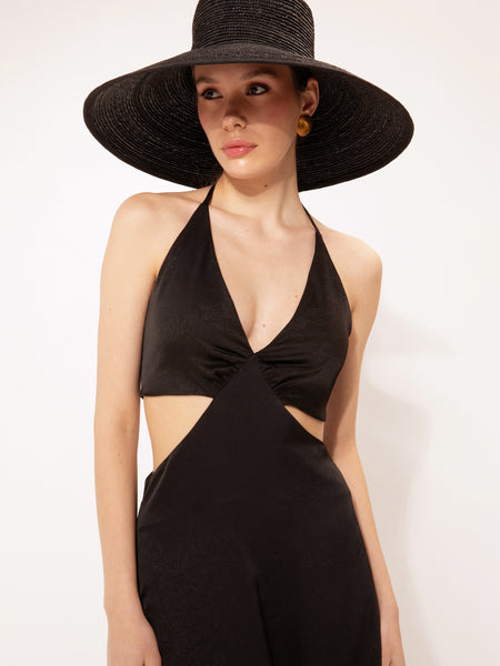 CUT-OUT MIDI DRESS BLACK