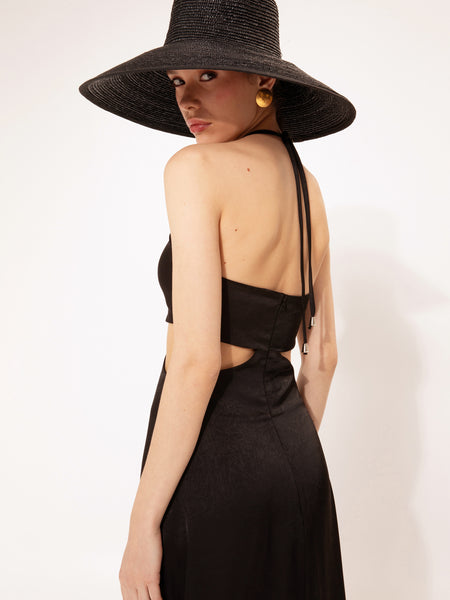 CUT-OUT MIDI DRESS BLACK