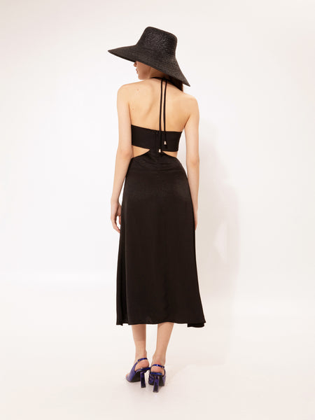 CUT-OUT MIDI DRESS BLACK