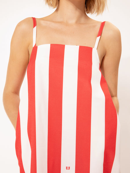 A-LINE MINI DRESS STRIPES RED