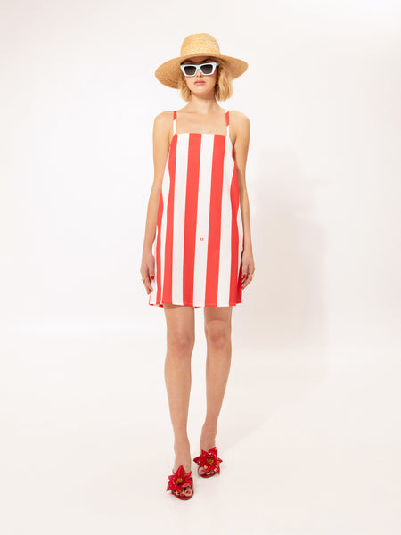 A-LINE MINI DRESS STRIPES RED
