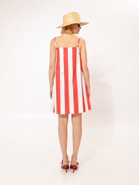 A-LINE MINI DRESS STRIPES RED
