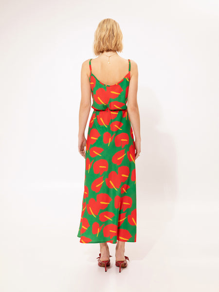 DRAPED BUST MAXI DRESS ANTHURIUM GREEN