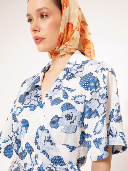 WRAP MIDI DRESS KENTIMA BLUE