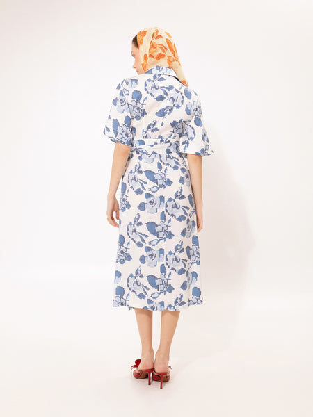 WRAP MIDI DRESS KENTIMA BLUE