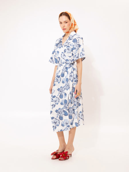 WRAP MIDI DRESS KENTIMA BLUE