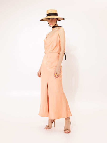 DRAPED BUST MAXI DRESS PEACH