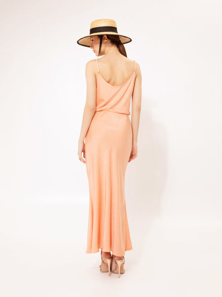 DRAPED BUST MAXI DRESS PEACH