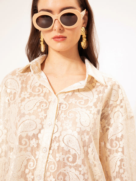 OVERSIZED LACE SHIRT CHAMPAGNE GOLD