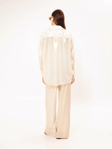 ELASTICATED-WAIST PANTS CHAMPAGNE GOLD