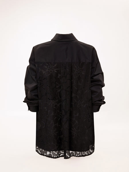 OVERSIZED SHIRT WITH LACE BLACK