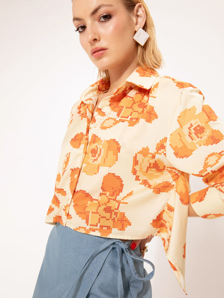 OPEN-BACK CROPPED SHIRT KENTIMA ORANGE