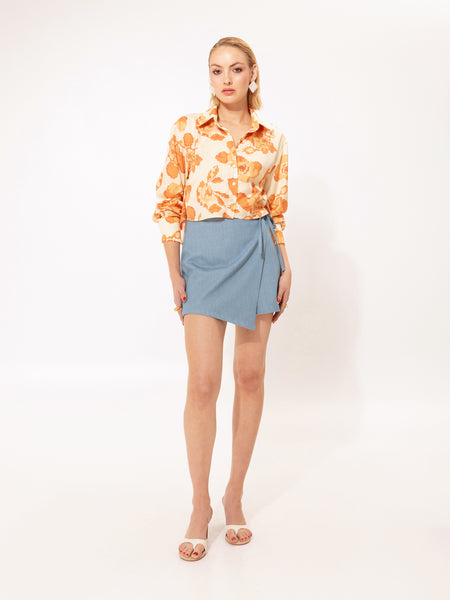 OPEN-BACK CROPPED SHIRT KENTIMA ORANGE