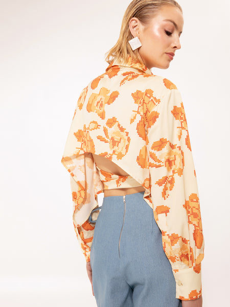 OPEN-BACK CROPPED SHIRT KENTIMA ORANGE