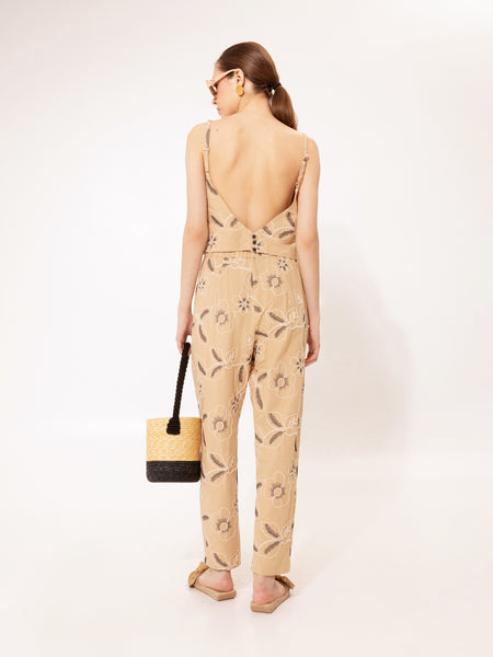 PLEATED CROPPED PANTS BEIGE