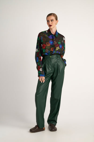 Rachel Pants (Leatherlook Dark Green)