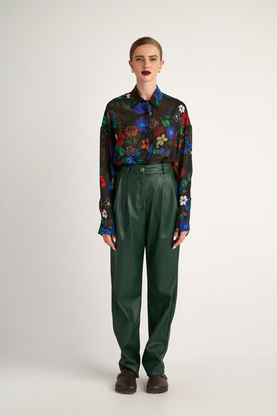 Rachel Pants (Leatherlook Dark Green)