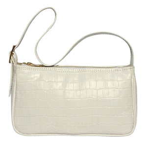 NATALIE SHOULDER BAG (white croco genuine leather)