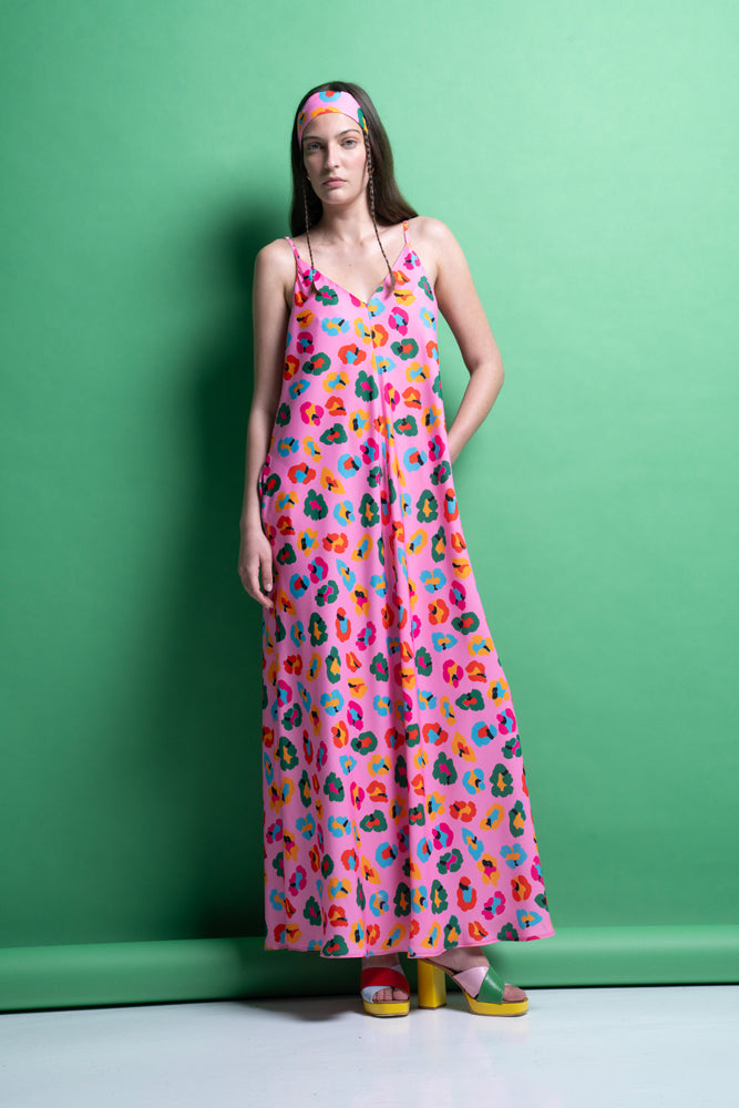 ‘KELLY’ MAXI ΦΟΡΕΜΑ (PINK/ANIMAL PRINT)