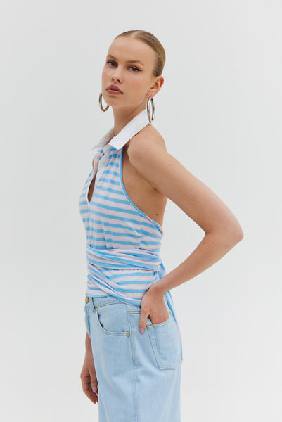 St. Barth Top (Blue Stripes)