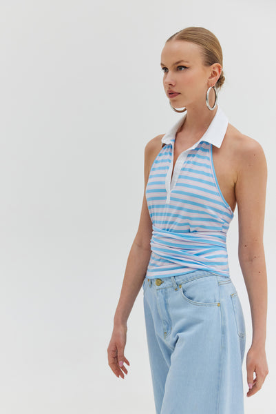 St. Barth Top (Blue Stripes)