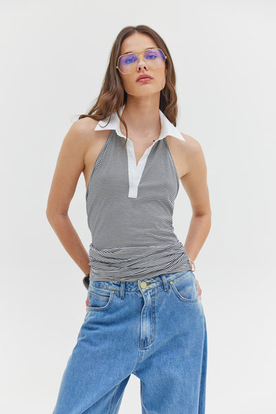 St. Barth Top (Black Stripes)