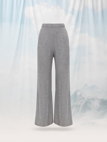 KNITTED PALAZZO PANTS GRAY