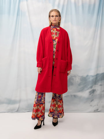 OVERSIZED SNOWBALL COAT RED