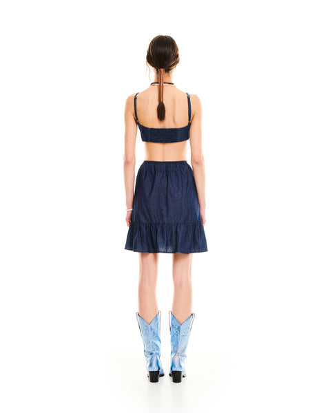 CUT-OUT MINI DRESS DENIM BLUE