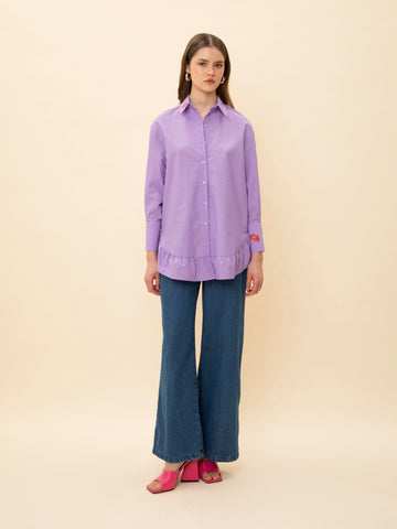 KISSED RUFFLED LONG-SLEEVE SHIRT PURPLE