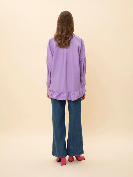 KISSED RUFFLED LONG-SLEEVE SHIRT PURPLE