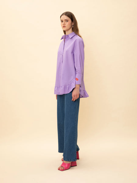 KISSED RUFFLED LONG-SLEEVE SHIRT PURPLE