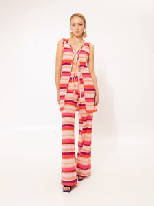 KNITTED PANTS STRIPES CORAL