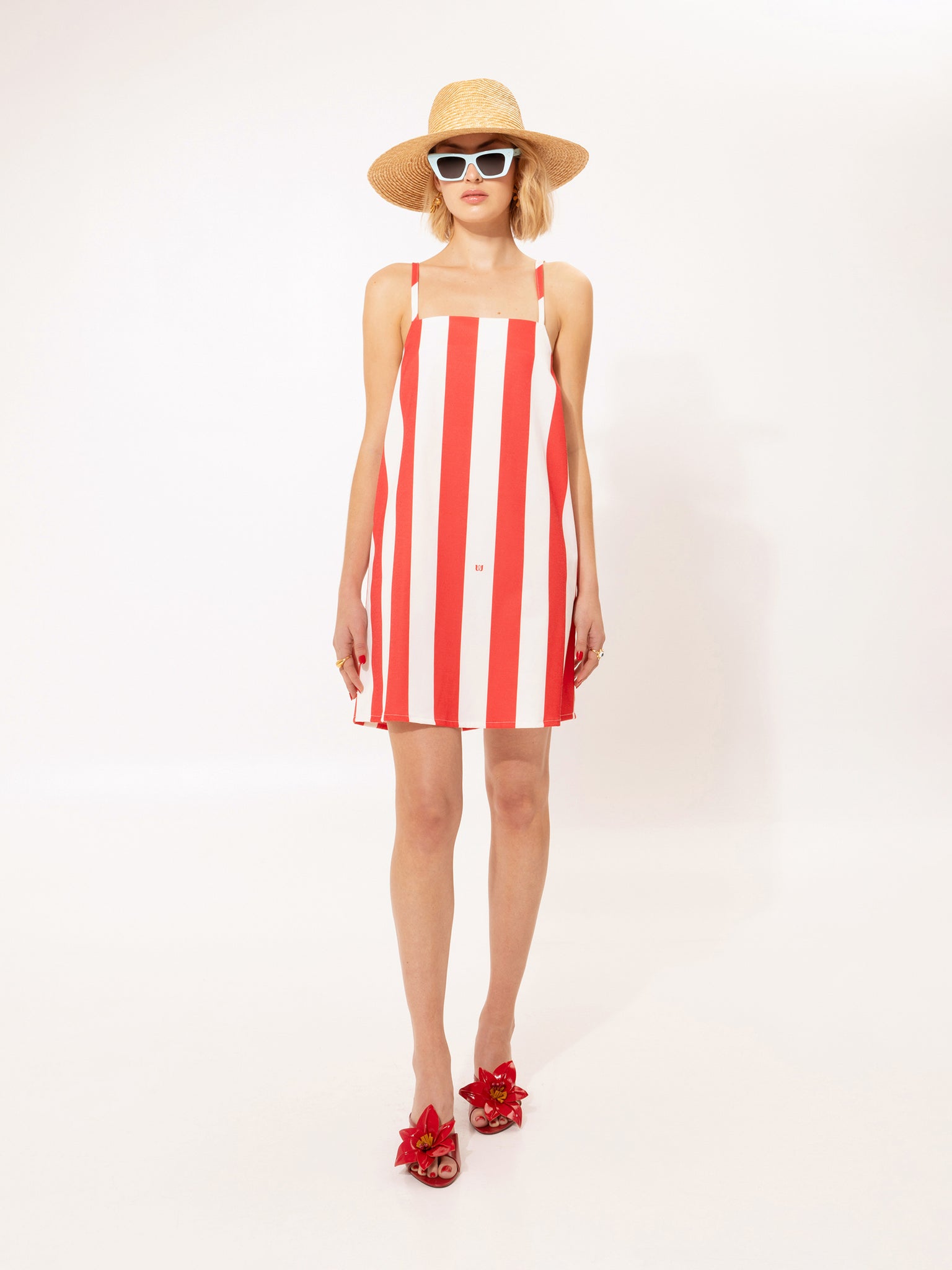 A-LINE MINI DRESS STRIPES RED