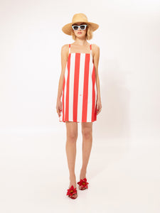 A-LINE MINI DRESS STRIPES RED