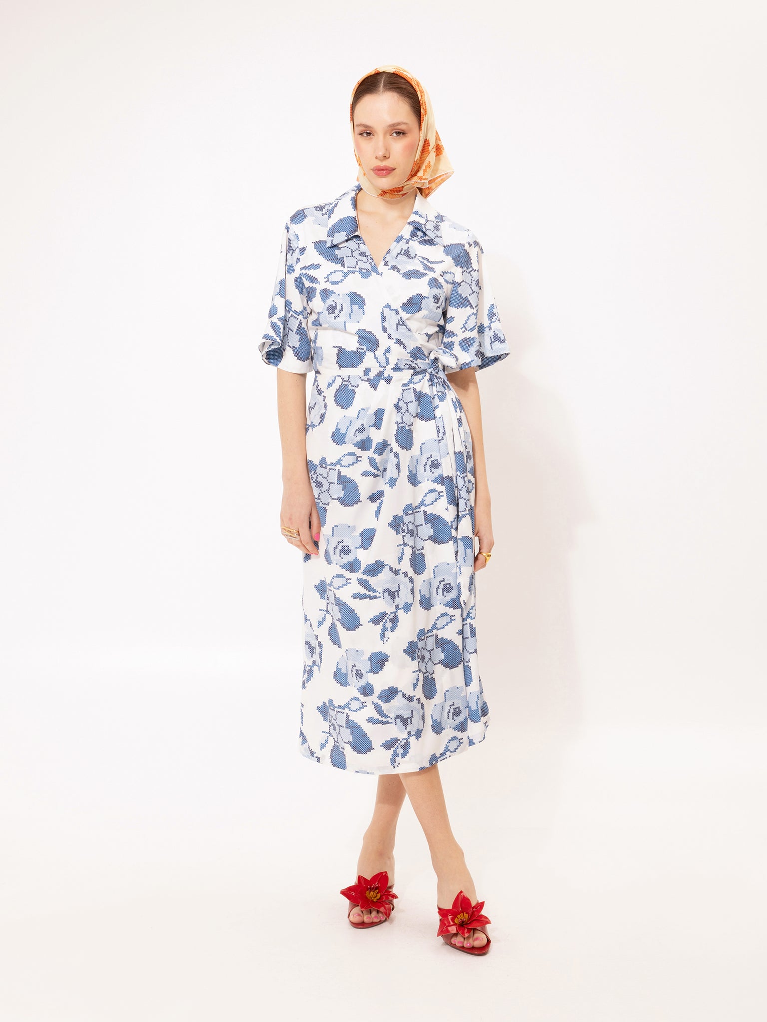 WRAP MIDI DRESS KENTIMA BLUE