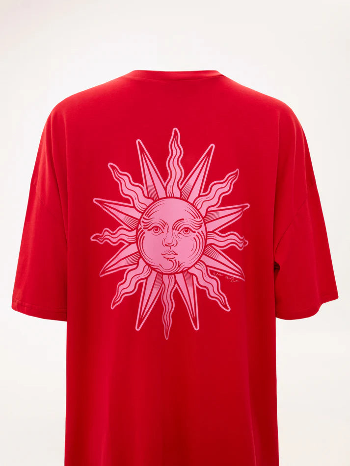 OVERSIZED T-SHIRT-DRESS SUN RED
