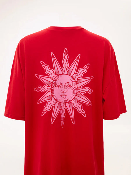 OVERSIZED T-SHIRT-DRESS SUN RED