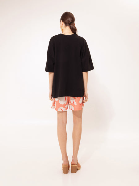 OVERSIZED LACE-DETAILED T-SHIRT BLACK
