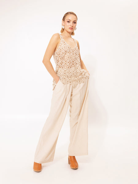 CROCHET TOP BEIGE