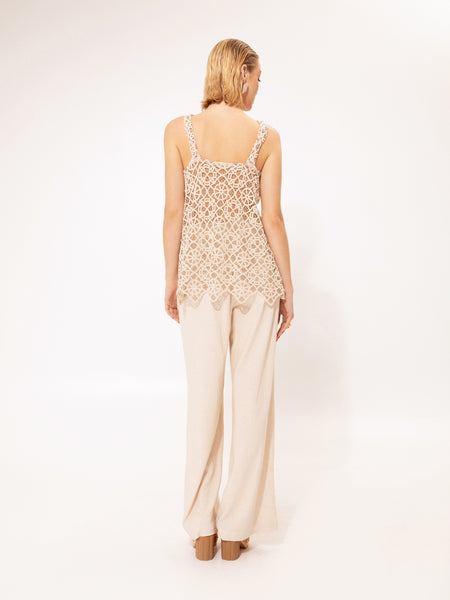 CROCHET TOP BEIGE
