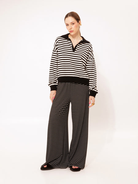 LONG-SLEEVE SWEATER STRIPED B&W