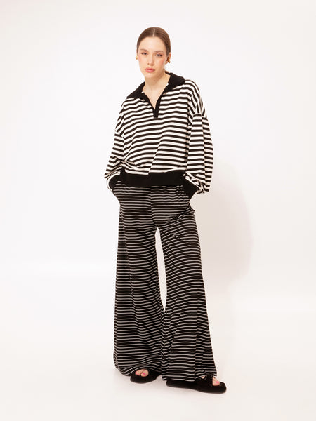 LONG-SLEEVE SWEATER STRIPED B&W