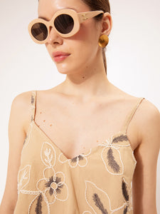 CROP TOP WITH STRAPS  BEIGE