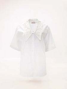 V-NECK COTTON SHIRT WHITE