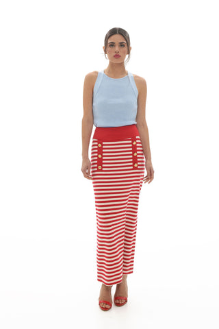 Elisavet striped sweatshirt skirt (Red)