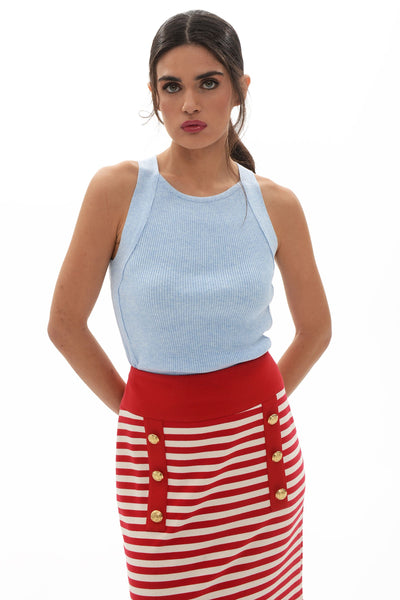 Elisavet striped sweatshirt skirt (Red)